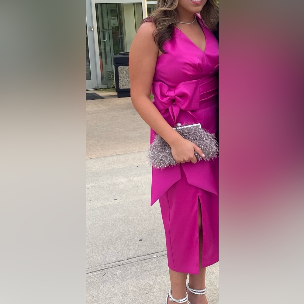 Aidan Mattox Fuchsia Asymmetrical Dress
